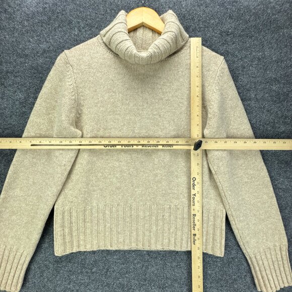 **SOLD**Vtg J Crew Sweater Womens Large Wool Turtleneck Cropped Beige - Picture 9 of 15